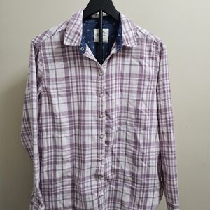 Jachs Girlfriend Purple Plaid Pearl Snap Western Shirt Soft Flannel M